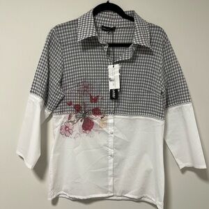 NWT Lorella Sgarbi gingham blouse